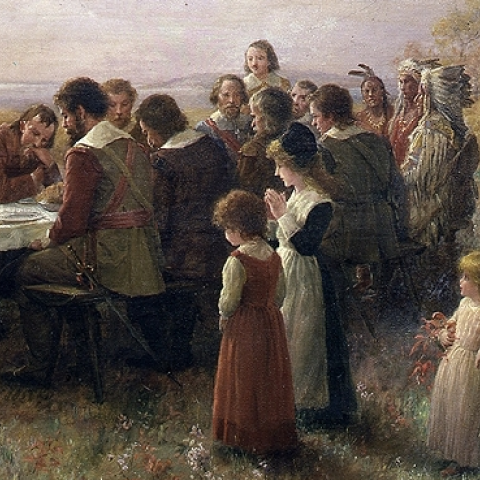 "The First Thanksgiving at Plymouth" (1914) By Jennie A. Brownscombe
