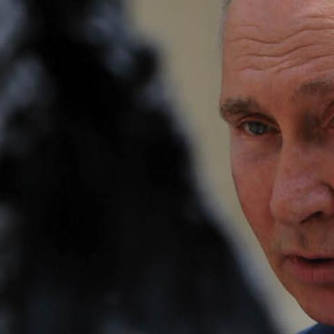 Russian President Vladimir Putin attends the opening ceremony of the monument to Alexander III, on June 5, 2021 in Gatchina, Russia (Photo by Mikhail Svetlov/Getty Images)
